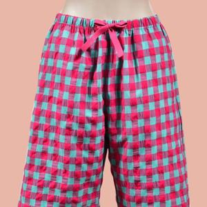 여성 7부 체크 시원한 주머니 파자마