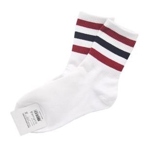 여성 삼색라인 패션양말 중목양말-횐갈네 (3족)