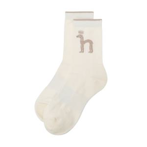 헤지스 골프 여성 25SS 아이보리 여성 빅로고 자카드 미들 삭스 HWSS5E105IV