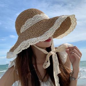 여성 여름 바캉스모자 큐티 레이스 끈 와이어 버킷햇