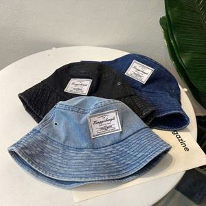 블랙 진청 연청 데님 여성 라벨 버킷행 벙거지모자