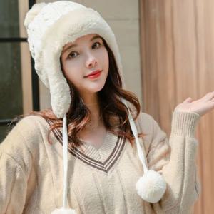 여성 겨울 페이크퍼 귀달이 기모 방울털비니 방한모자