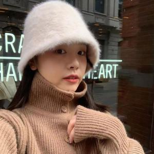 여성 겨울 몽실 앙고라 버킷햇 방한버킷햇 털 벙거지
