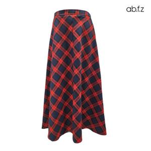 [에이비에프지]체크 패턴 포인트 A 라인 롱 스커트 APZ5QS03G