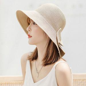 여성 왕리본 밀짚모자 여름모자 썬캡 라탄모자 2컬러