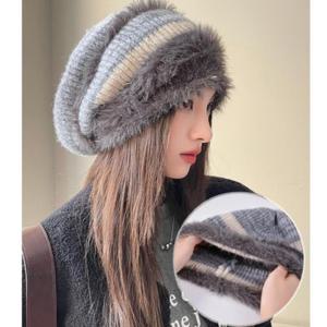 겨울 여성 소프트 롱비니 니트 털 모자