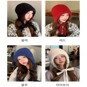 버킷햇 겨울 니트 귀달이 벙거지 여성 포근
