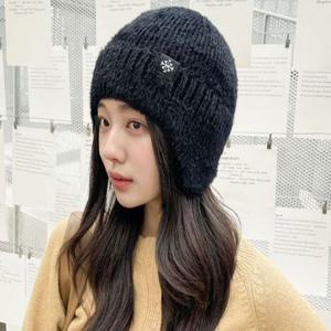 겨울 니트비니 귀덮개 귀달이 방한모자 여성 포근한