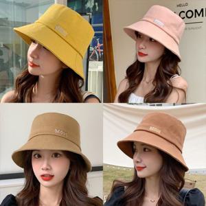 여자모자 벙거지모자 영문자수 무지 데일리 버킷햇