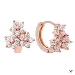 14K 금침 로즈골드 큐빅 플라워 원터치 링 귀걸이