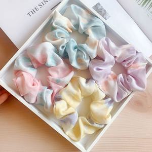 파스텔 머리 곱창 밴드 예쁜 헤어 슈슈 끈 4개 set