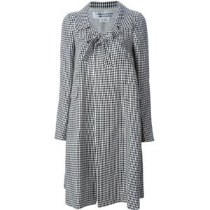 꼼데가르송 체크 패턴 보우 디테일 코트 ROJ021 0511