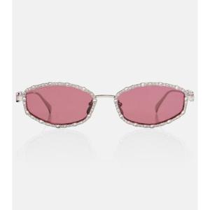 구찌 크리스털 임벨리시드 오벌 선글라스 P01015742