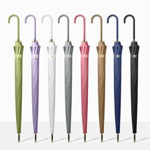 파스텔 자동 장우산 U자 가죽핸들/튼튼한 예쁜 우산