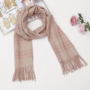 클래식 타탄체크 롱 머플러 숄 간절기 핑크 가을 겨울