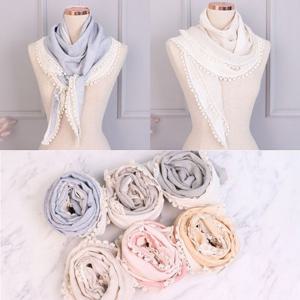 (앙상블) 국산 면 투톤레이스 스카프-dys/봄스카프