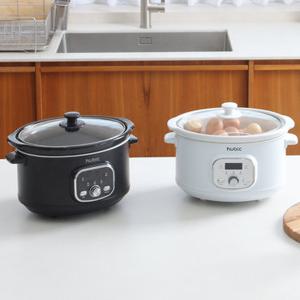 타이머 대용량 맥반석 계란찜기 3.5L 예약 전기냄비 만능 전기찜기 슬로우쿠커 화이트