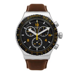 스와치 YVS530 ESSENTIALS CANYON CHASER 크로노그래프 남성 가죽시계