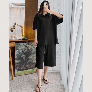 [리빌모아]남여공용 오픈 카라 플리츠 상하 세트 5C-SETH-Q057-