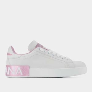 돌체앤가바나 화이트 핑크 레더 포르토피노 스니커즈 CK1544AX6