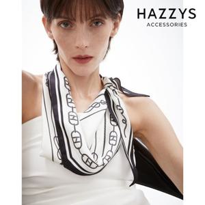 [헤지스ACC][선물포장] 블랙 H클립 마름모 실크 스카프 HISC5E500BK