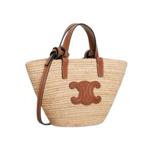 여성 셀린느 나노 서플 클래식 파니에 백 내츄럴탠 라피아 5ET1033