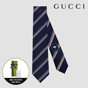 구찌 스트라이프 넥타이 792467 4E009 4276 네이비