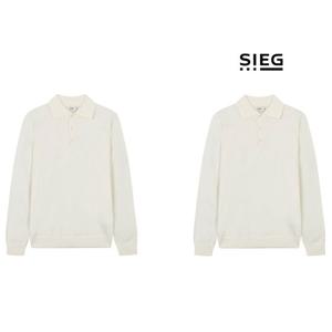 [지이크]SS 부드러운촉감 아이보리 솔리드 카라넥니트 PGU8048 DHSIEG