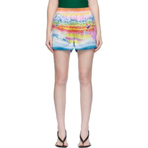 26 SS 카사블랑카 여성 멀티컬러 실크 쇼츠 252195F088001