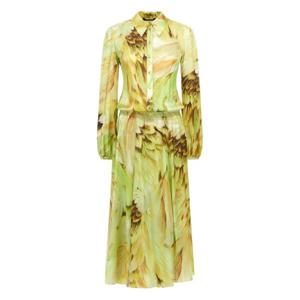 26 SS 로베르토 카발리 페더 프린트 미디 드레스 SWT1176DL71 TP442144635