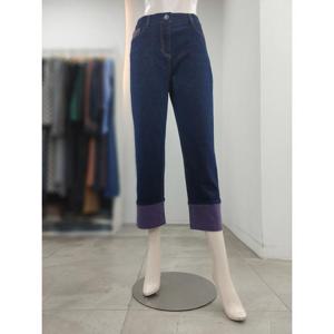 SI 세이브존04 I밑단 배색 9부 데님 팬츠 SJP1122230BL