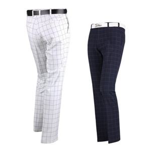남성 기모 체크 바지 밴딩 스트레이트핏 팬츠