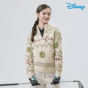 [디즈니골프]여성 노르딕 배색 패턴 하프넥 니트 집업 가디건 DP4LKG034