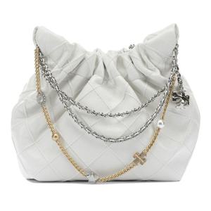 토리버치 퀼티드 가죽 드로우스트링 크로스백 164022100 WHITE