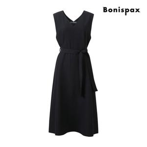 보니스팍스  엘레강스 벨트 V넥 슬리브리스 하객룩 롱 원피스 XQ1OP001M0