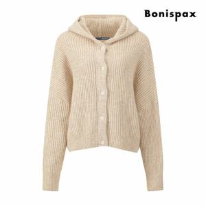 [보니스팍스] 리브드 드롭 울 블렌딩 후드 가디건 (XQ1KG002M0)