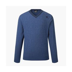 데상트 GOLF 남성 타이포그래픽 브이넥 스웨터 (DP32MFKP93) DP32MFKP93_BLUG 279647