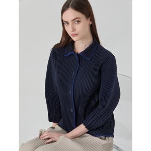 [요이츠]배색 카라 플리츠 가디건 자켓_YK02WNPJK13