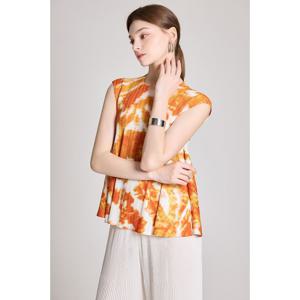 [요이츠](택가 142000원)[요이츠] A라인 수채화 프린트 나시 플리츠 블라우스_YI06WNPBL04