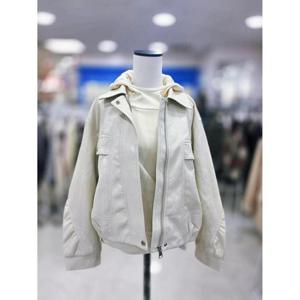 스테파니 세이브존08 소매 셔링 레더 자켓 N26NJ6101