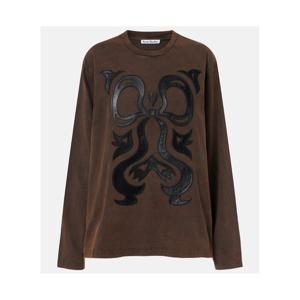 아크네 Edden 엠브로이더리 레더 트리밍 코튼 저지 티셔츠 P01145279