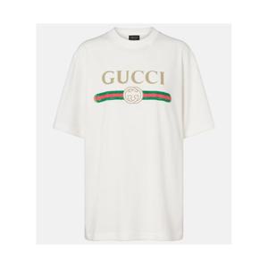 구찌 로고 코튼 저지 실크 티셔츠 P01150148