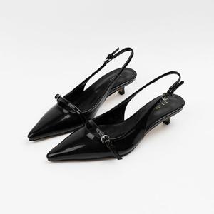 [신난다슈] 여성 구두 슬링백 힐 4cm 여자 스틸레토 펌프스 샌들 버클 미들힐 LO263616 블랙