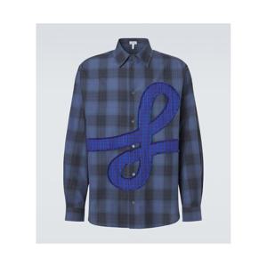 로에베 체크 코튼 포플린 셔츠 P01123303