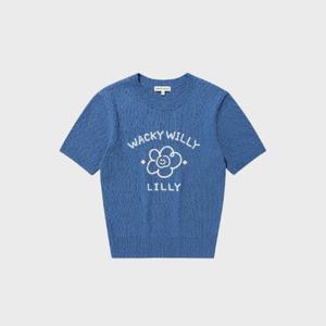 M 와키윌리반팔티 CQK WA2602KT63BL 우먼스 빅릴리 그래픽 반팔 니트 블루