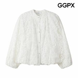[GGPX] 플라워 레이스 벌룬 진주 버튼 블라우스 (GQ3SH016F)
