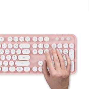 무선키보드 타자기 감성의 레트로 무선 키보드 핑크 KBD-48