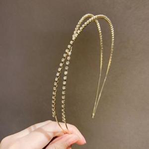 머리띠 골드 비즈 큐빅헤어밴드 더블스트랩 블링