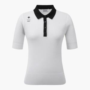 데상트골프웨어 GQC DQ22WFKP41-BWTG 여성 칼라 배색 포인트 반팔 스웨터 / Bright White