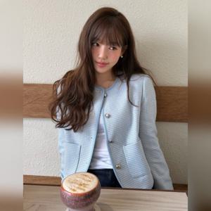 [올리브데올리브]라운드넥 체크 자켓 OW6XJ876